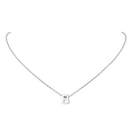 FindChic Alphabet Necklace A-Z Women's Necklace Letter Pendant in Silver Gold, Free Jewellery Box, for Mother's Day, Birthday, Stainless Steel, b