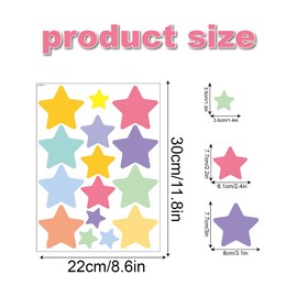 Qaxrocyn 150 Pcs Self-Adhesive Colorful Star & Pentagram Wall Stickers - 10 Sheets Removable Waterproof Vinyl Wall Decals for Kids Room, Nursery, Classroom, Playroom, Home Decor (Syele B)