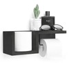 Wooden Black Toilet Paper Holder with Shelf - Wall Mount