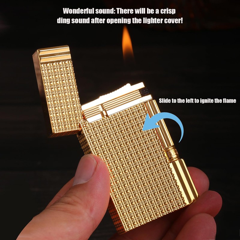 Classic Brass Lighter Luxury Exquisitely Carved Vintage Side Slide Ignition