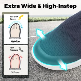 FitVille Women Slip On Shoes Wide Width Runner Shoes for Ladies Breathable Slip Ins Sneakers for Women