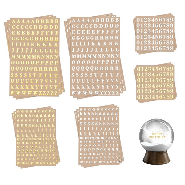 KINBOM 18 Sheets Mini Alphabet Number Stickers, 5mm Metal Alphabet