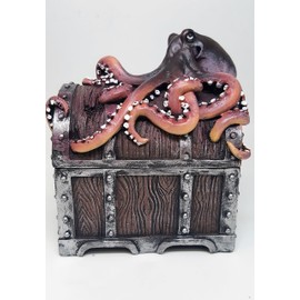 Pacific Giftware Decorative Davy Jones Locker Treasure Chest with Octopus Collectible Trinket Box 5 Inches W