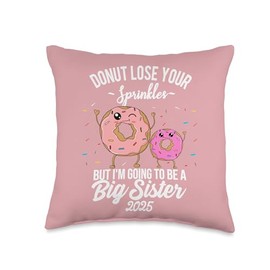 I'm Going to be a Big Sister 2025 Donut Baby Announcement Throw Pillow