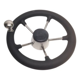 Pactrade Marine 11” Destroyer SS Steering Wheel 5 Spoke Foam Grip Control Knob