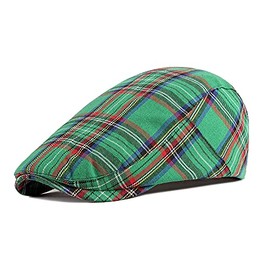 FIDRA Scottish Tartan Flat Cap (Green)