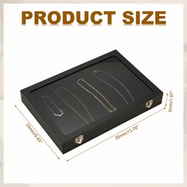 PATIKIL Pin Necklace Display Case, 14"x9" Jewelry Storage Championship Ring Shadow Box with Glass Door for Jewelry Pin Collections, Medals Award Rings, Gifts, Black