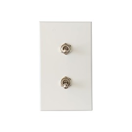 ARUASTUDIO Aruastudio Retro Interior Light Switch ON-Off Set, Switch Plate, Toggle Switch 15A, 250V, AC, 2Pin (White 002 Silver)