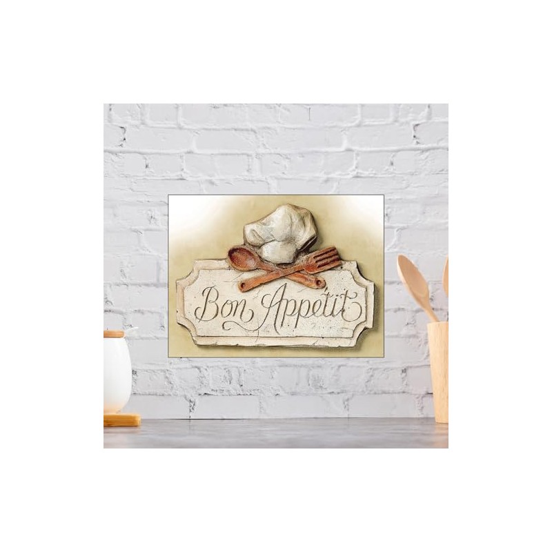 BON APPETIT METAL TIN WALL PLAQUE SIGN NOVELTY GIFT KITCHEN