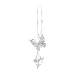 Ganz Silver Flying Butterfly Car Charm 7.5 Inch with Silver Chain