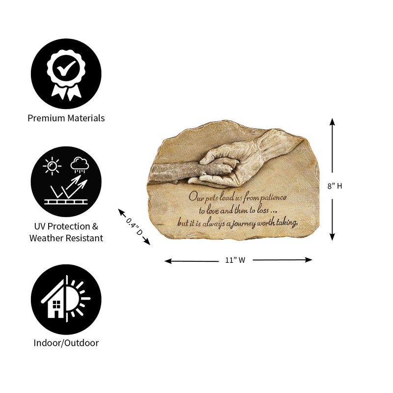 Evergreen Garden Dog Paw in Hand Devotion Painted Polystone Stepping