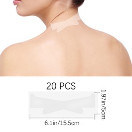 VIEKIER 20 Pcs Neck Lifting Tape Neck Wrinkle Patches Reusable Neck Tape Invisible Neck Anti Wrinkle Patches High Elastic Neck Strips Smoothing Neck Wrinkles（Clear）