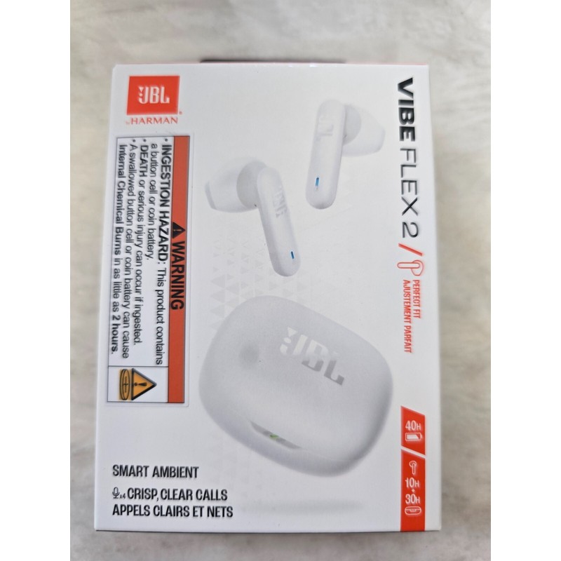 JBL VIBE FLEX 2- WHITE-NEW wireless earbuds