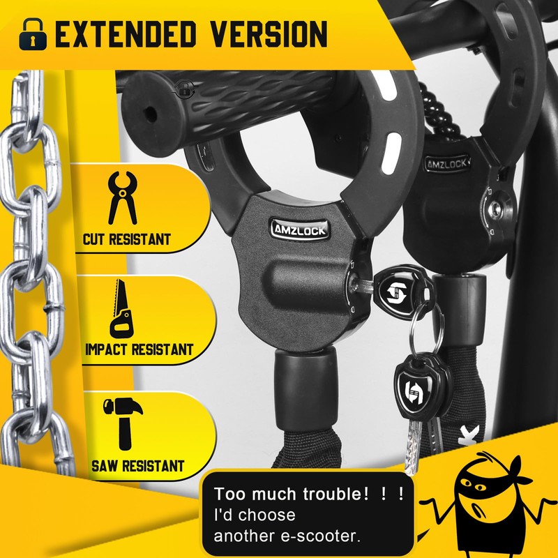 Electric Scooter Lock Anti Theft, Scooter Accessories, Heavy Duty 5/16"