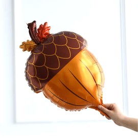 10Pcs Fall Pine Cones Balloons Set,25.1in Thanksgiving Orange Brown Pine Cones Foil Mylar Balloons Mylar Balloons for Fall Autumn Harvest Thanksgiving Home Party Decorations Supplies