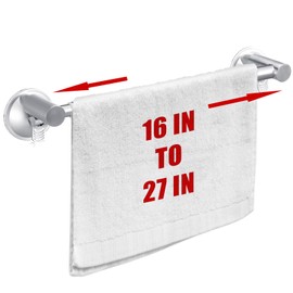 Adjustable 16-27" Suction Cup Towel Bar Extendable Suction Cup Towel Rack Holder Bathroom Stainless Steel for Glass Shower Door(Silver)