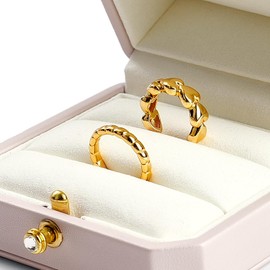 Oirlv Pink PU Leather Ring Box for Proposal, Engagement, Weddings, Birthday and Anniversary