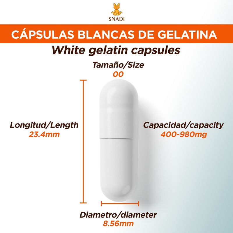 Gelatin Capsule Size 00 Pack of 1000 Empty Capsules White