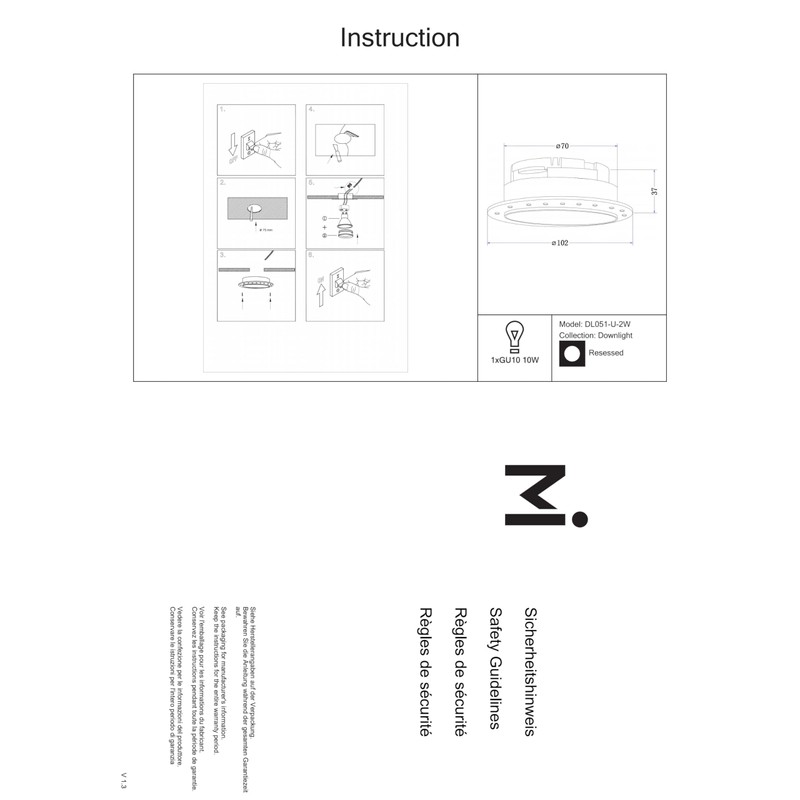 Maytoni Modern Recessed Spotlight Share 1x GU10 Excl. White Aluminium