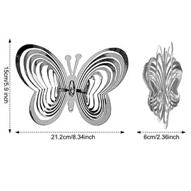 Koonafy 3pcs Bird Blinder Pinwheels, Simulation Butterfly Reflective Scare Birds Deterrents Hanging Device, Metal Butterfly Ornaments Wind Spinners for Yard and Garden