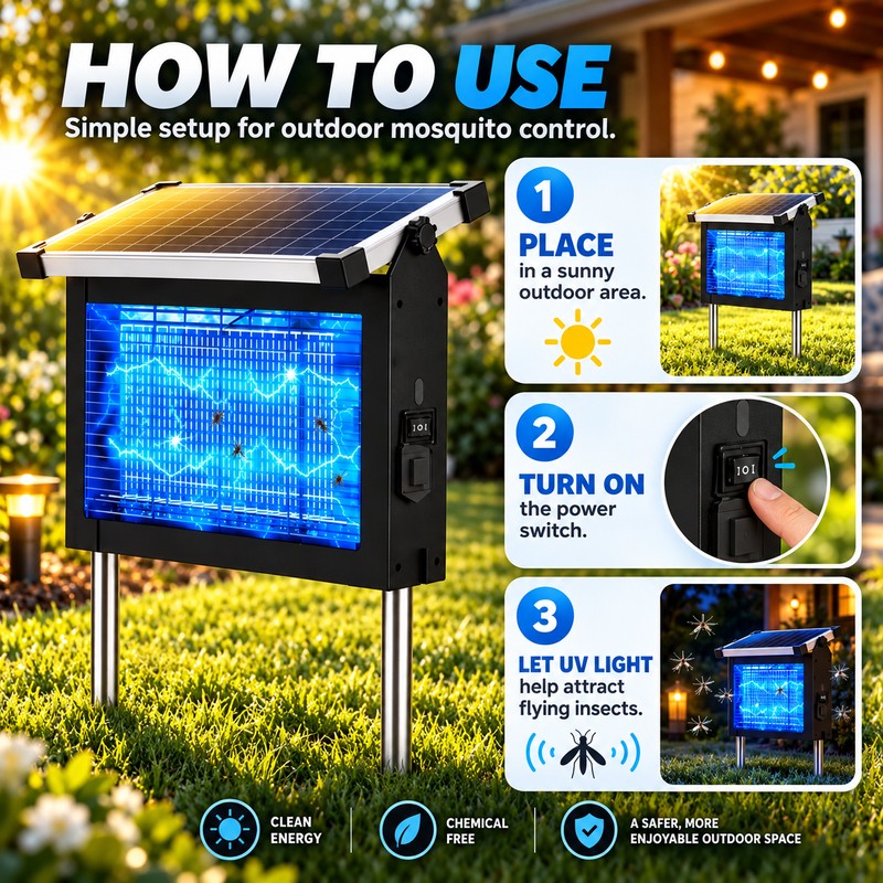 Solar Bug Zapper for Outdoor Use – 4500V Waterproof Mosquito