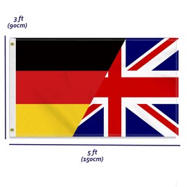 Large 90 x 150 cm Germany Britain Flag, Large 150D German British Friendship Banner, Durable Germany Flag, Doube Side Print, Decor, Brass Eyelets, Large British