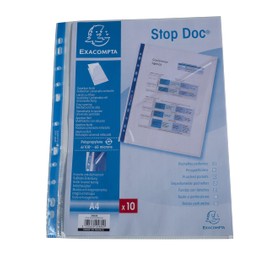Exacompta - Ref 5880E - Stop Doc Corner Opening Punched Pockets (Pack of 10) - Suitable for Storing A4 Documents, Made From 60 Micron Clear Polypropylene - Corner Opening