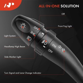 A-Premium Multifunction Turn Signal Switch, Push Button, Manual, Black, Compatible with Hyundai Sonata 1999-2005