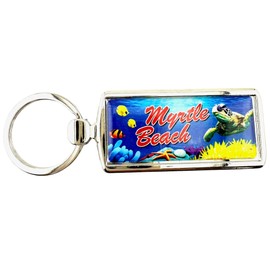 Westmon Works Myrtle Beach Keychain Metal Key Ring South Carolina Souvenir with Sea Turtles