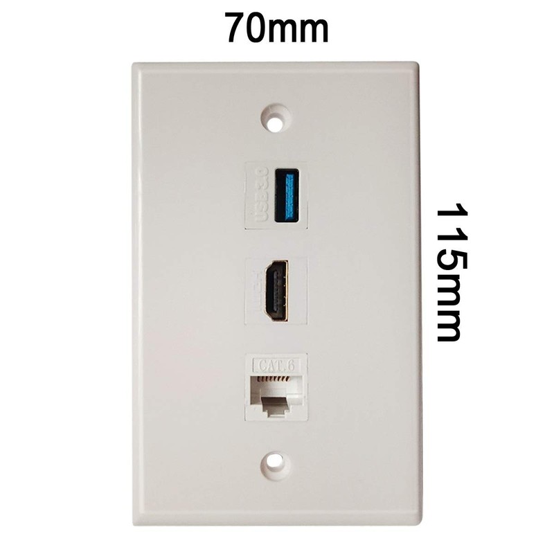 Ulyris HDMI USB3.0 Cat6 Wallplate Ethernet Wall Plate Panel Size