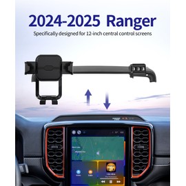 Masergogo Car Phone Holder for 2024 2025 Ford Ranger, 360° Rotation, 12 inch Screen Fixed Clip, Auto Accessories Navigation Bracket, Interior Decoration Mobile Phone Mount