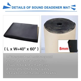 uxcell 16.36sqft Car Sound Deadening Mat Noise Insulation Dampening 315mil | 60x40 Inch, Sound Proofing, Vibration Deadener Panels, Absorbing, Heat Mat, Self Adhesive, Close Cell Foam Deadening Material