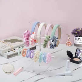Vataiky Acrylic Headband Holder Three Layers Hair Accessories Organizer Girl Scrunchie Holder Transparent Headband Holder Scrunchie Organizer