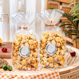 50 Sets He Popped the Question Popcorn Bags Engagement Party Favors She Said Yes Sticker with Cellophane Treat Bags Engagement Party Bridal Shower Wedding Goody Snack Treat Bags Grease Resistant
