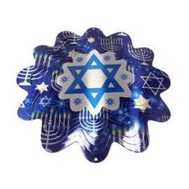 WorldaWhirl Whirligig 3D Wind Spinner Star of David 6 point Hexagram Yard Twister Home Decor Stainless Steel (12 Inch)