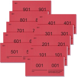 Nezyo Double Number Blocks 1-1000 Number Blocks Loose Numbered Wardrobe Marks Number Blocks for Wardrobe Raffle Events Party Fairs Lotteries 10 x 5 cm (Red)