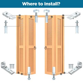 Ulsam Professional Bi-Fold Door Hardware Repair Kit Folding Door Replacement Parts - Includes Top Bottom Pivots, Bracket, and Guide Wheel for 7/8inch to 1inch Track (2 Piece Set)