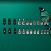 24Pcs Black Butterfly Press on Nails Glossy White Flower Medium