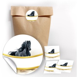 JuNa-Experten Party Bags Children's Birthday 12 Gift Bags + 12 Stickers + 12 Bookmarks + 12 Mini Notepads Horse / Guest Gift for Children Girls Birthday Party Accessories Giveaways Animals