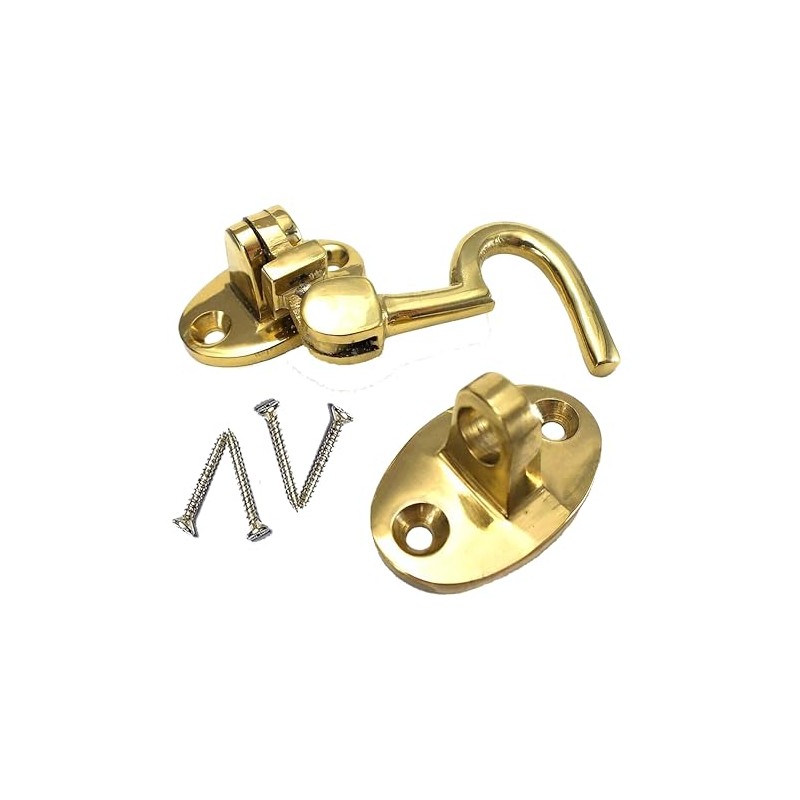 Brass Cabin Hook 2 Inch Brass Cabin Hook & Eye