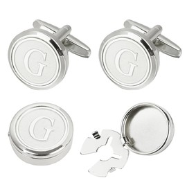 UUIOUOIUU Silver cufflinks Initial cufflinks for men shirts button covers Letter G