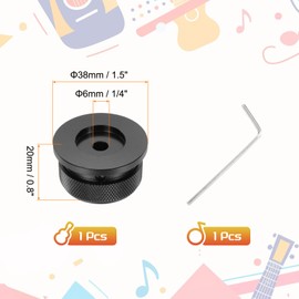 sourcing map 1PCS Guitar Knobs Metal, Volume Tone Control Dome Knobs 6 x 38 x 20 mm Potentiometer Knobs with Wrench for Electric Guitar Bass, Black