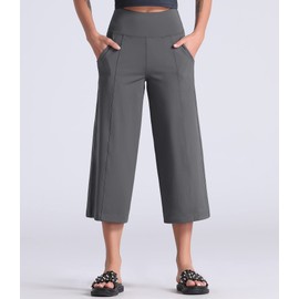 THE GYM PEOPLE Bootcut Yoga Pants Women High Waist Workout Lounge Capris Pants with Pockets Tummy Control Flare Crop Pants (Dark Grey, Medium)