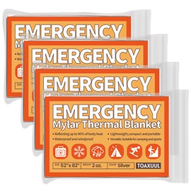Mylar Emergency Blankets,Survival Emergency Thermal Blankets,4 Pack,82 in x 52 in
