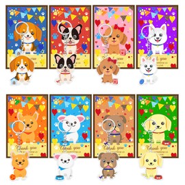 Dog Party Favors for Kids 24 Packs Dog Key Chains Puppy Dog Party Favors with Thanks Tags for Puppy Dog theme Birthday Party Paw Party Supplies