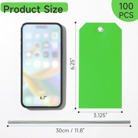 100 Pcs Tags with Wire Shipping Tags with String Write On Stacking Service for Equipment Inventory Storage Parts Valve Car (Green, 6 1/4" x 3 1/8")