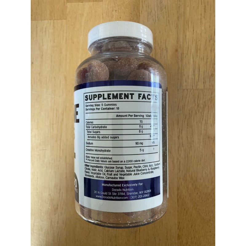 Dorado Nutrition Creatine Monohydrate Gummies 5000mg 90ct Blue Raspberry