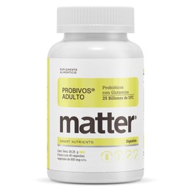 Matter Probivos Adultos, Probióticos 25 Billones de UFC con L-Glutamina, Tecnología de Microencapsulado, Apoyo Digestivo, Metabólico e Inmunológico, 1