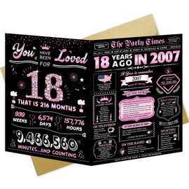 Funny 18th Birthday Cards for Girls,Unique Jumbo Birthday Cards for Girls, Best Eighteen Birthday Party Decorations for Daughter Niece, Happy 18 Year Old Birthday Gifts Ideas for Granddaughter