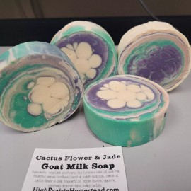 High Prairie Homestead Cactus Flower & Jade Scent Goat Milk Soap, Small Batch Handmade, Rustic, 1 Bar